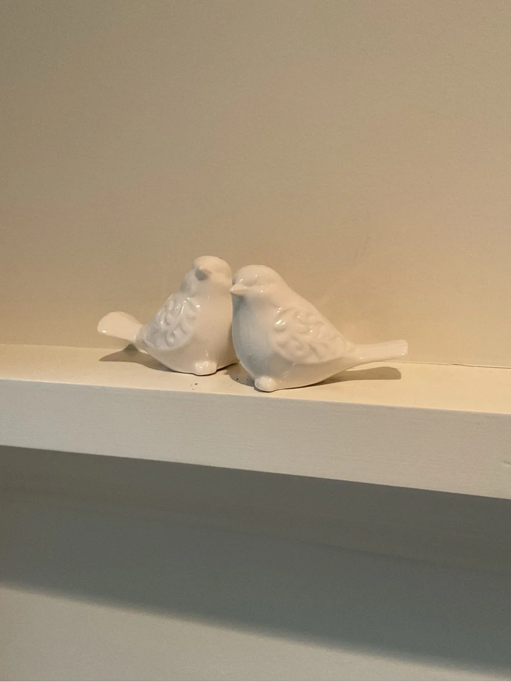 Pier 1 White Ceramic Bird Salt and Pepper Shakers